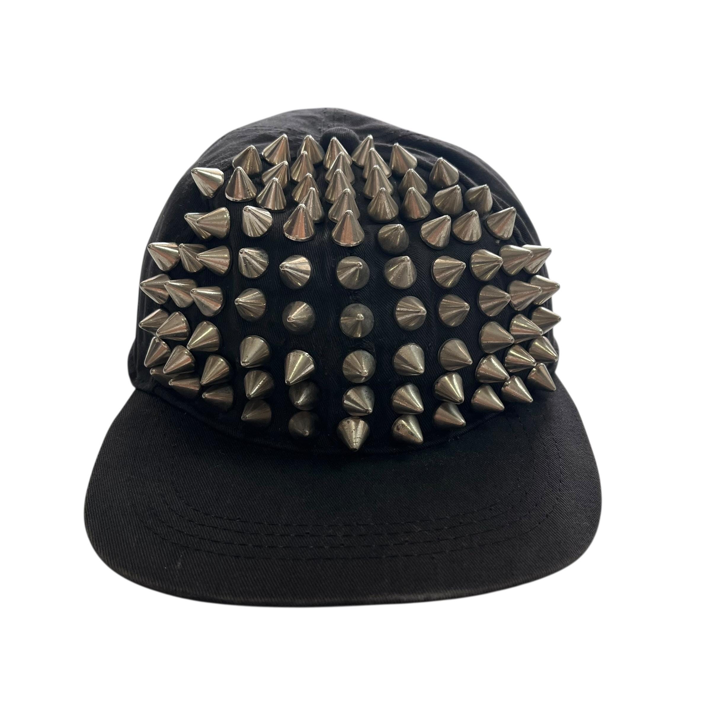Black Punk Rock Studded Spiked Hat – Unisex Grunge Y2K Streetwear