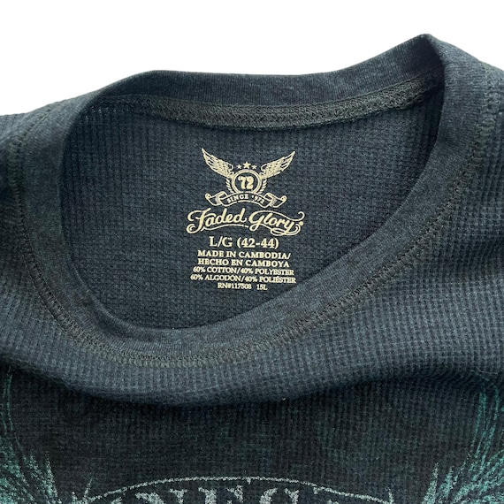 Faded Glory Skull Wing Grunge Cyber Y2K Thermal Style Long