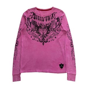 Affliction Pink Thermal Long Sleeve: Grunge Cyber Y2K Style - Etsy