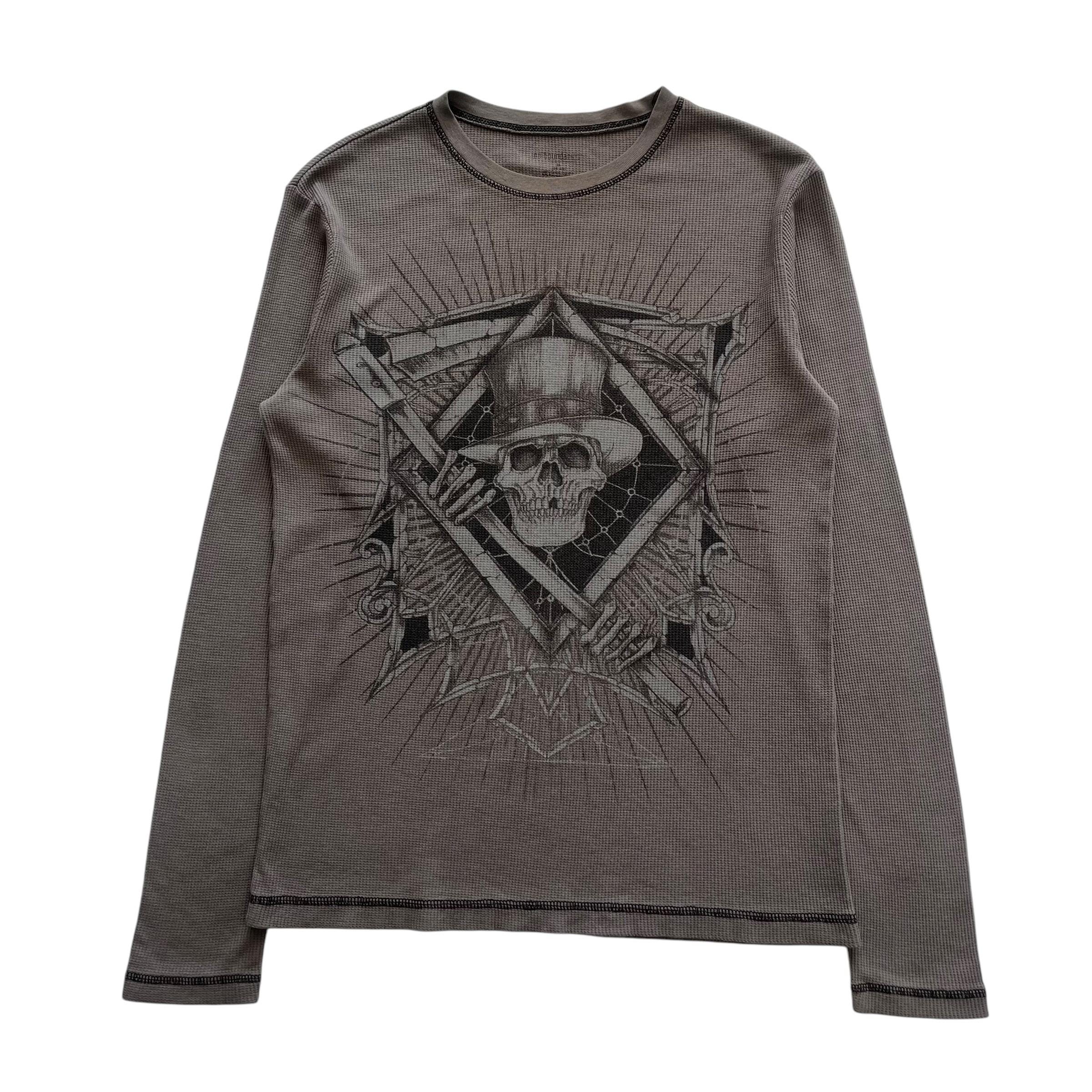 No Boundaries Skull Grunge Cyber Y2K Thermal Style Long Sleeve 