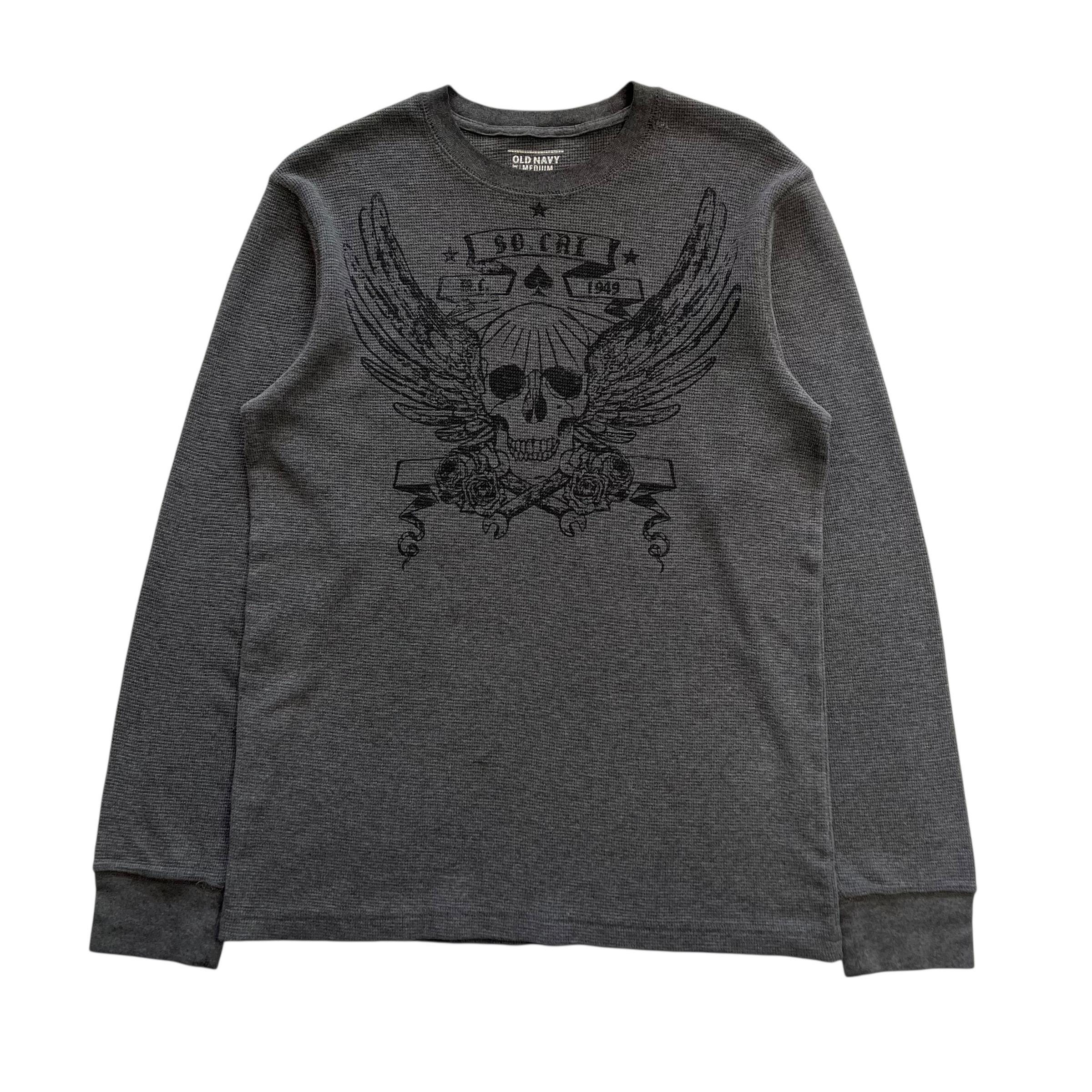 Old Navy Skull Wing Grunge Cyber Y2K Thermal Style Long Sleeve - Etsy