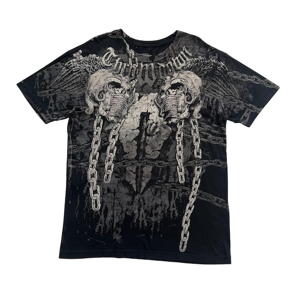 Throwdown Skull Chain Grunge Cyber Y2K Style T-shirt - Etsy