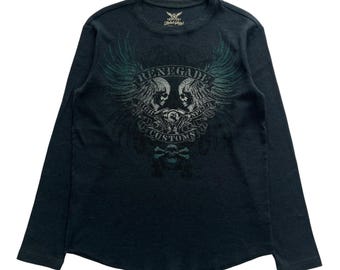 Vintage 90s Affliction Skull | Long Sleeve Thermal | Full Print 