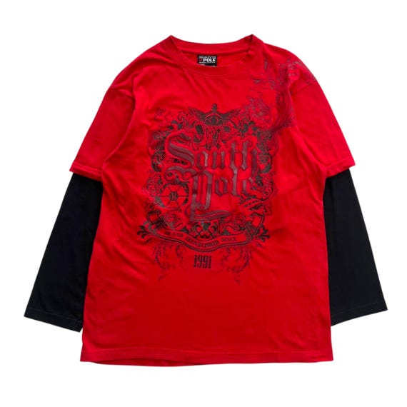 Southpole Double Layer Grunge Cyber Y2K Style 3/4 Long Sleeve - Etsy