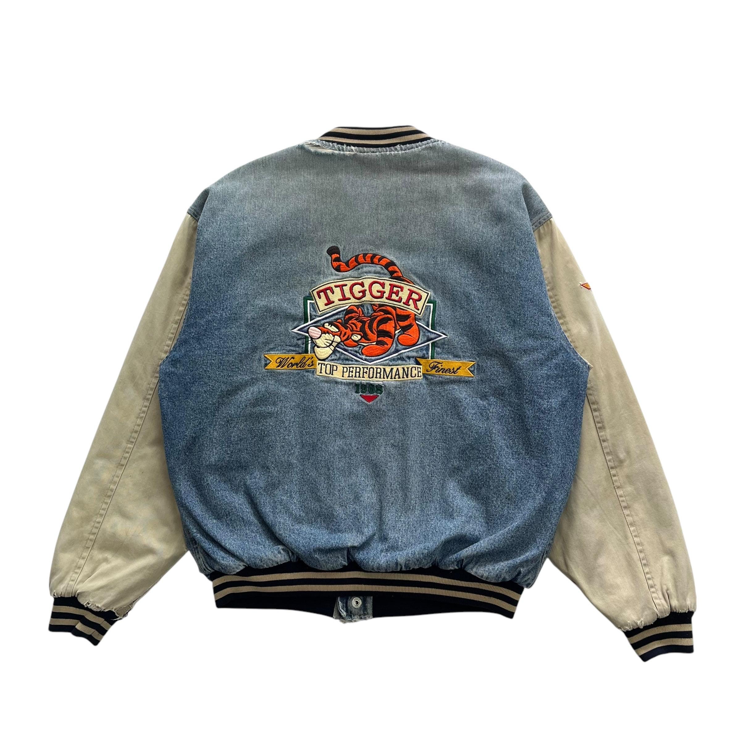 Vintage 90's Disney Tigger Embroidered Denim Varsity Bomber