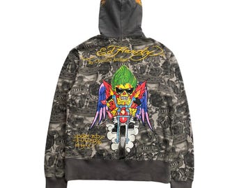 Ed Hardy by Christian Audigier Skull Grunge Cyber Y2K Style Zip up