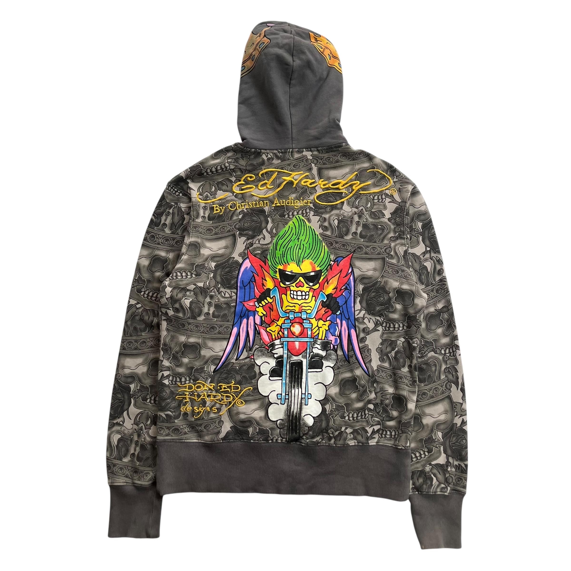 Ed Hardy by Christian Audigier Skull Grunge Cyber Y2K Style Zip up