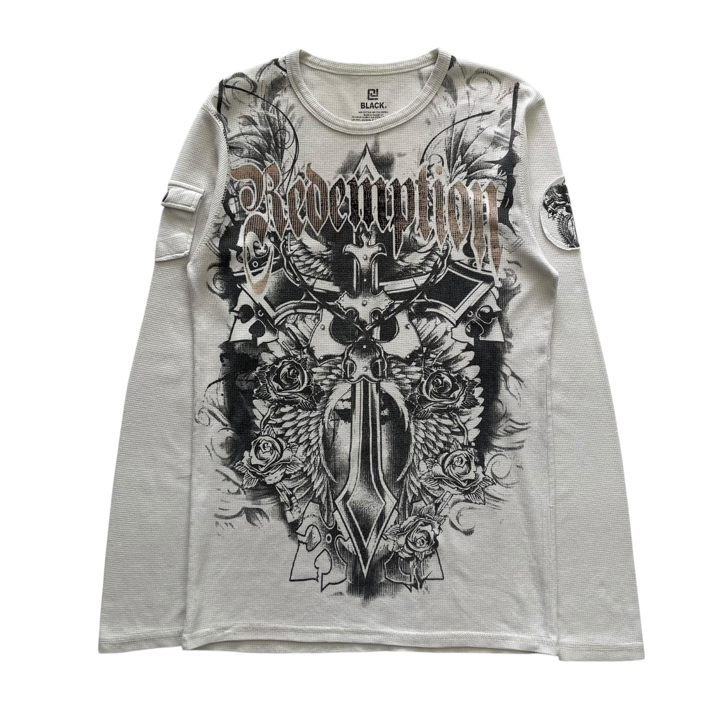 Redemption Cross Wing Grunge Cyber Y2K Thermal Style Long Sleeve