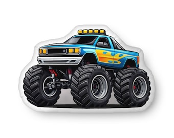 Monster Truck Plush Pillow – Custom Truck Cushion, Novelty Kids Pillow, Fun Gift for Boys