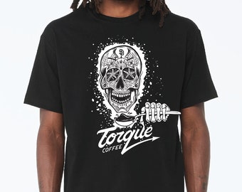 Dark San Diego Drip Coffee Sugar Skull T-shirt - embrace your coffee goth