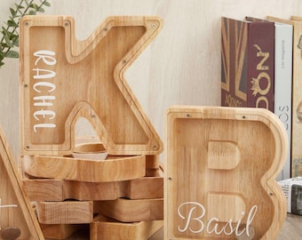 Personalized Name Piggy Bank, Custom Initial Coin Bank, Wooden Letter Piggy Bank, Money Box,Unique Baby Gift,Birthday gift,Christmas