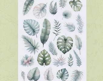 Sticker Sheet - Tropical Leaves | Decoration for Festival | Journal | Planner | Scrapbook |Gift