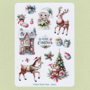 Sticker Bogen - Weihnachten｜Kleiner Elf｜Rentier｜Schneehaus｜Weihnachtsbaum｜Journal｜Planer｜Scrapbook｜Laptop｜Geschenk
