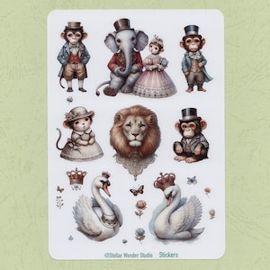 Hoja de pegatinas: animales antiguos, festivales, diarios, agendas, álbumes de recortes y regalos