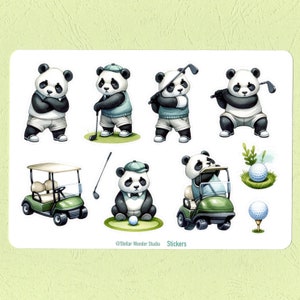 Hoja de pegatinas: Panda, golf, deportes, animales tiernos, festivales, diarios, agendas, álbumes de recortes, regalos, 02