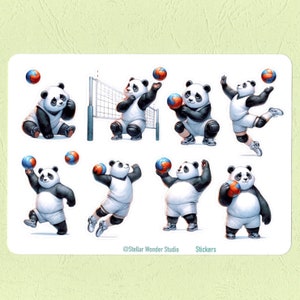 Sticker Bogen - Panda | Korbball | Sport | Niedliche Tiere | Fest | Zeitschrift | Planer | Gästebuch |Geschenk-01