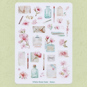 Stickerbogen – Blossom Notes: Blühende Buchstaben mit dem Versprechen des Frühlings｜Blume｜Dekoration für Festival｜Journal｜Planer｜Scrapbook｜Gift3-2