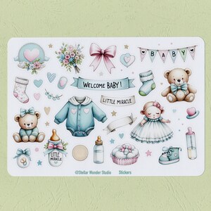 Sticker Bogen - Welcome Baby | Neugeborene | Taufe | Geburt | Babyparty | Feiern | Buchstabe | Liebe | Zeitschrift | Planer | Sammelalbum |Geschenk