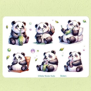 Stickervel - Panda | Boba | Happy Hour | Schattige dieren | Festival | Dagboek | Planner | Plakboek | Cadeau-02