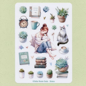 Folha de adesivos - Sweet Home｜Girl｜Succulent｜Happy｜Spring｜Holiday｜Decoração para festival｜Journal ｜Planner｜Scrapbook｜Laptop｜Presente-05