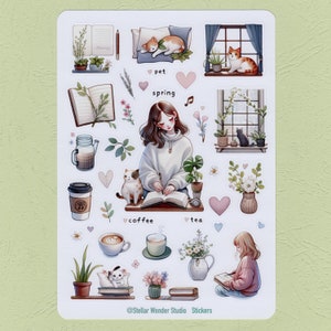 Aufkleber Bogen - Sweet Home | Mädchen | Glücklich | Frühling | Urlaub | Dekoration für Festival | Zeitschrift | Planer | Sammelalbum | Laptop | Geschenk-03