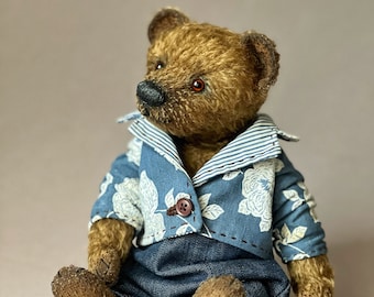 collectible bear, classic bear, vintage bear, best gift, teddy, artist teddy bear, little bear, primitive memory bear for gift