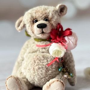 collectible bear, classic bear, vintage bear, best gift, teddy, artist teddy bear, little bear, primitive memory bear for gift