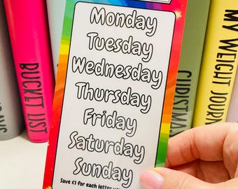 Days of the Week colouring Saver, Cash Stuffing, Budget Binder Trackers, Save Money, Cash Envelopes, Budgeting, Money Saver, Presents, Gifts