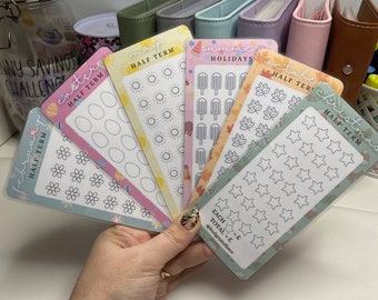 School Holiday Savings Tracker Bundle, Laminated Cash Stuffing Budgeting