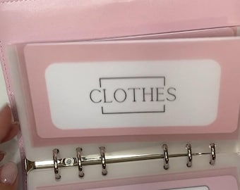 Clothes Savings Tracker and vellum wallet, Cash Stuffing, Budgeting