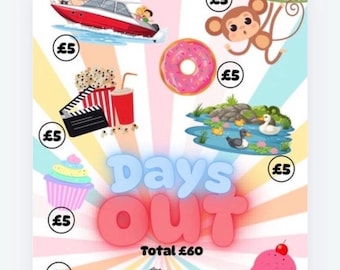 Days out BRIGHT Savings Tracker, cash Stuffing, Budgeting, A6 binder, Save money,  Envelope method, Budget, Challenge