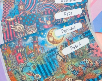 Set of 5 Dark Alice A6 Wallets, weekly/monthly cash stuffing