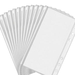 May include: A pack of 20 clear plastic page protectors with three holes punched on the left side. The protectors are designed for use in a binder or three-ring notebook.