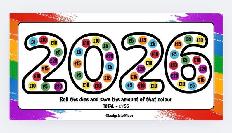 2026 roll the colour Saver, Cash Stuffing, Budget Binder Trackers, Save Money, Cash Envelopes, Budgeting, Money Saver, Presents, Gifts image 3
