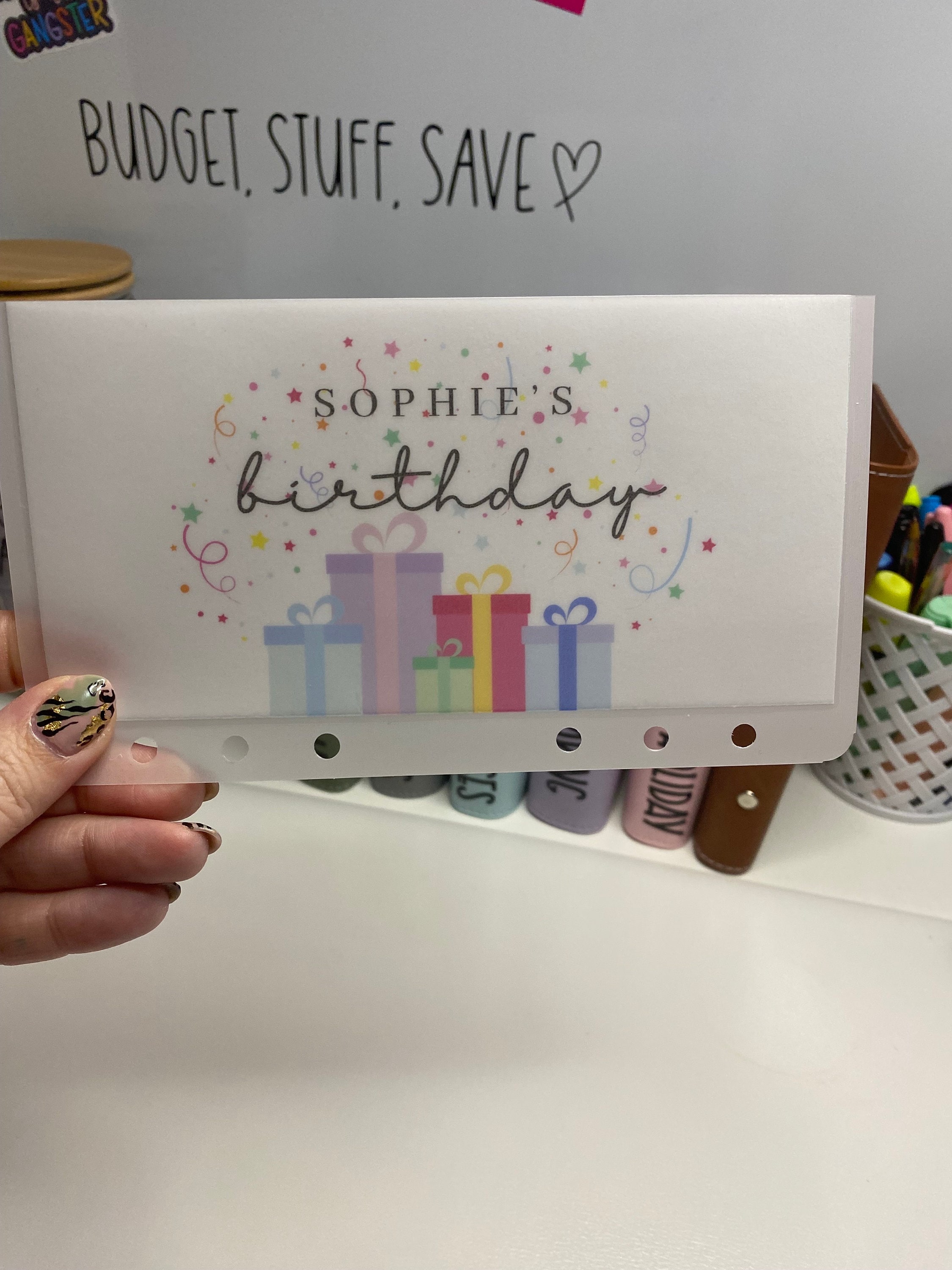 💖Buy More Save More💖Personalised Birthday Vellum Wallets, Cash Stuffing, Budgeting