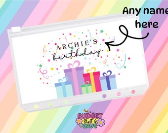 Personalised Birthday trackers and Zip Wallets, Cash Stuffing, Budgeting