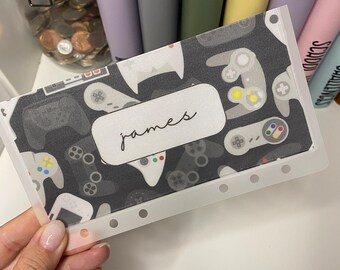 A6 Personalised Gamer Vellum Wallets for Cash Stuffing, Budgeting, Wallets, Save, Cash, Organise