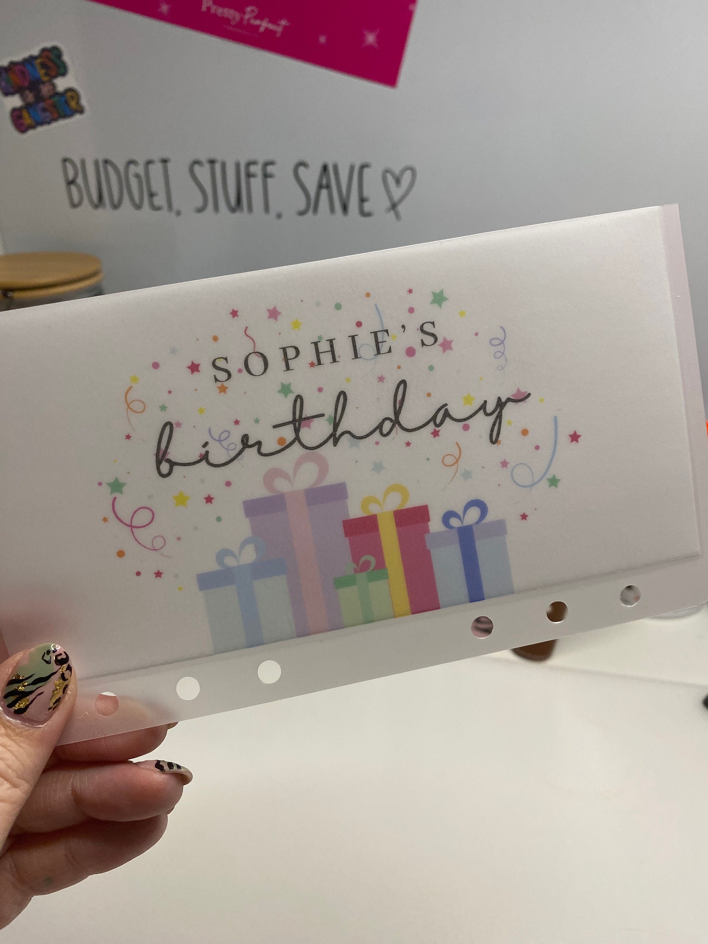 💖Buy More Save More💖Personalised Birthday Vellum Wallets, Cash Stuffing, Budgeting