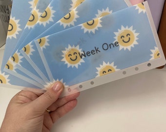 Week 1-5 SUNSHINE Vellum Wallets, weekly/monthly cash stuffing