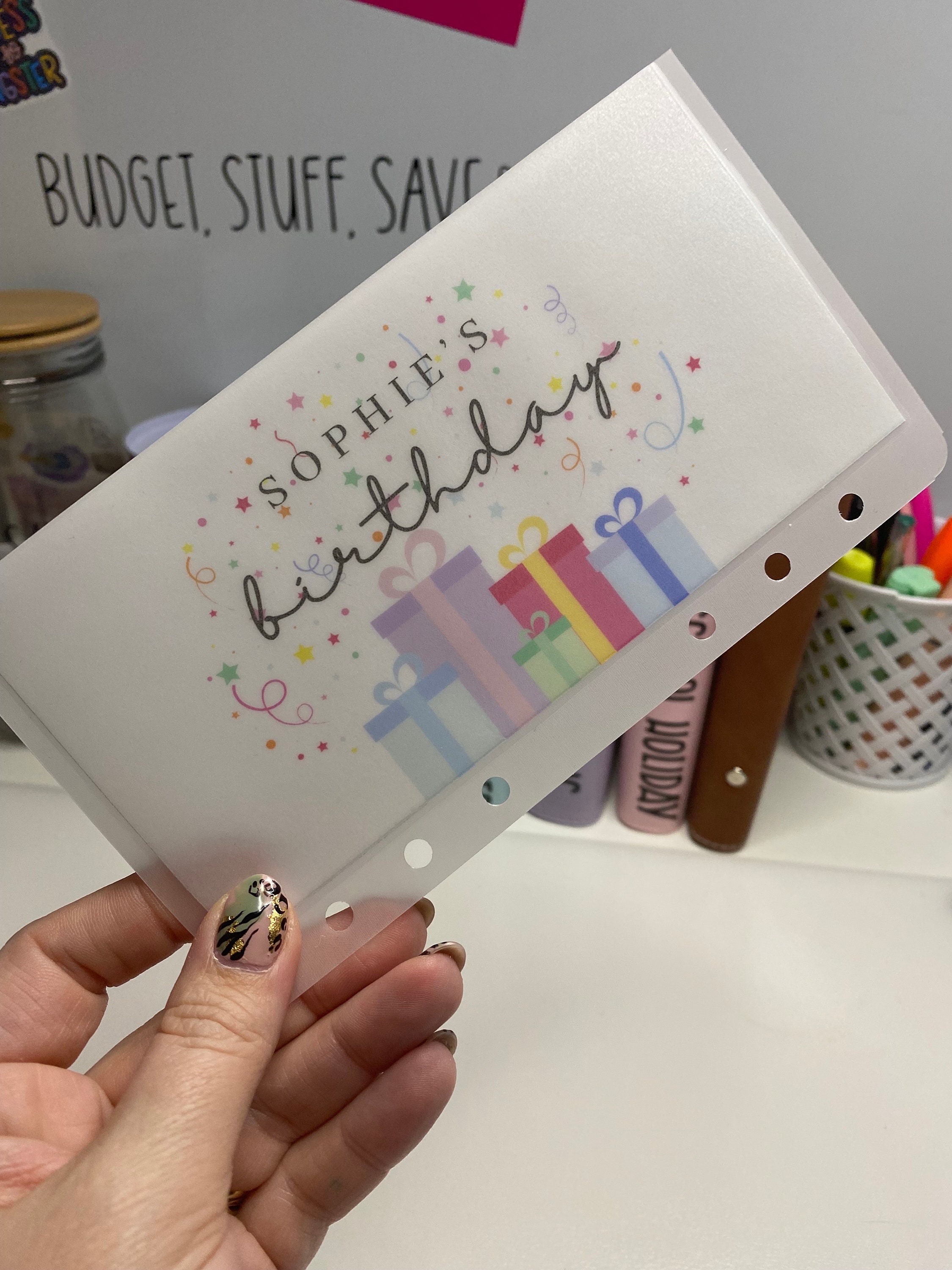 💖Buy More Save More💖Personalised Birthday Vellum Wallets, Cash Stuffing, Budgeting