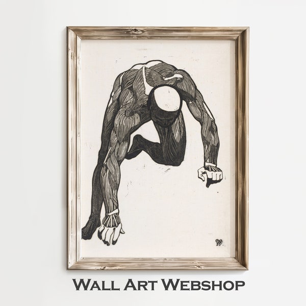 Anatomische studie van de hals-, arm- en beenspieren van een man | PRINTABLE Digital Downloadable Art | Wall Art Webshop