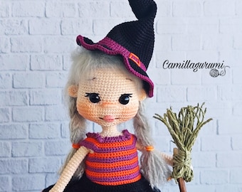 Halloween Doll Pdf, Witch Toy, Amigurumi Pattern, Crochet Witch, Cute Witch, English Pattern, Digital Pdf Pattern, Halloween Crafts, Diy,
