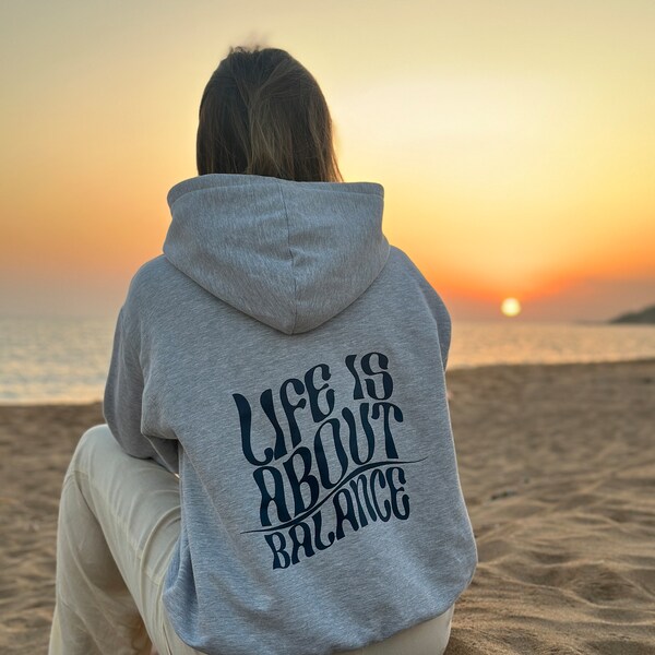 Hoodie/bluza Life Is About Balance OVERSIZE kolor Melanż