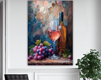 ワイングラスアート オリジナル油絵 ワイン ブドウ 絵画 アート