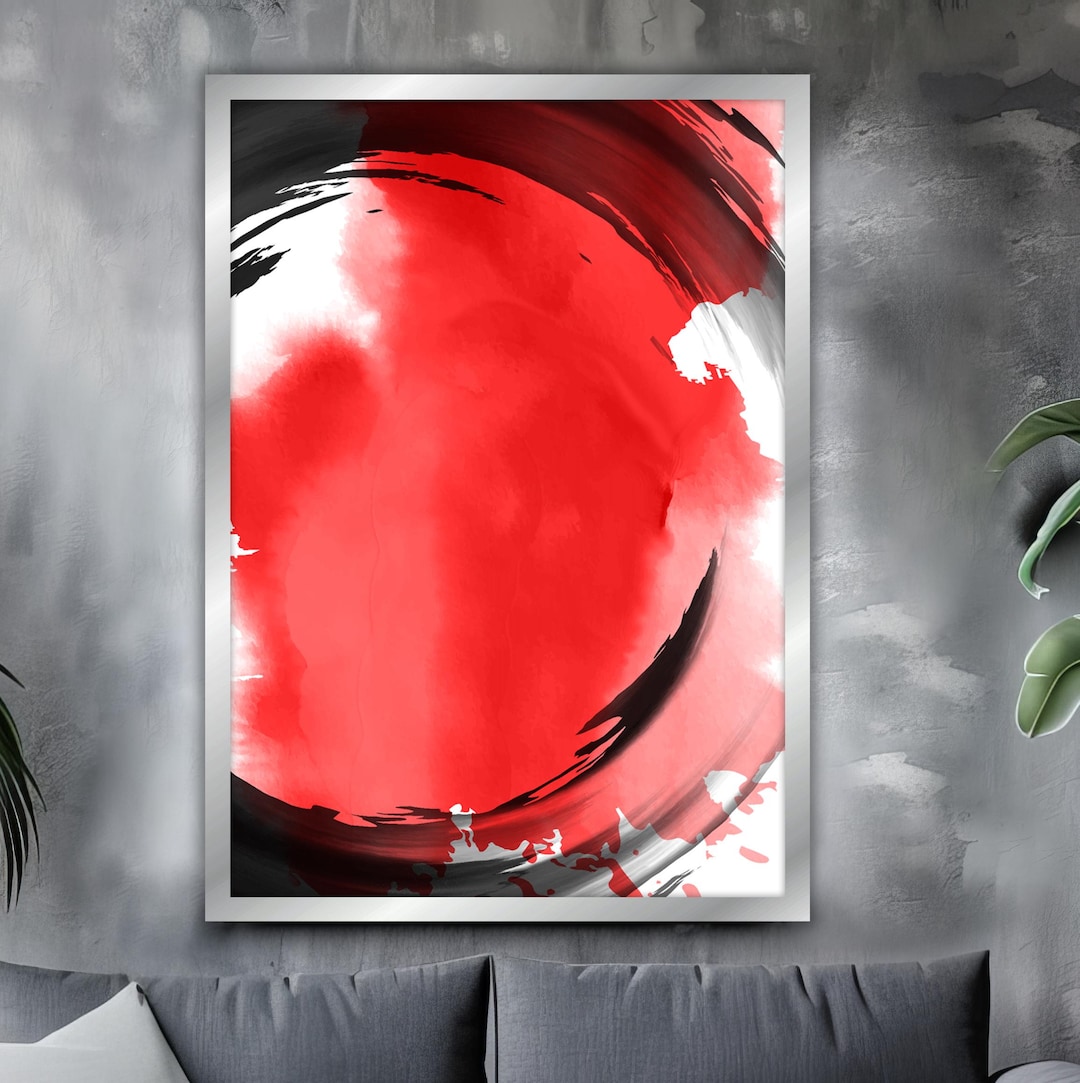Abstract Black and Red Canvas Painting, Abstract Wall Painting ...
