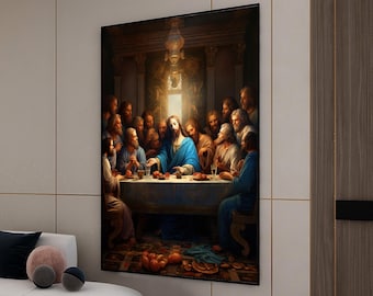 The Last Supper Canvas Painting, Jesus Wall Painting, Christian Home Decor, Modern Artwork, Modern Wall Art, Ready to Hang Canvas Painting