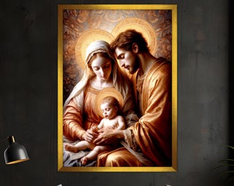 Holy Mary and Baby Jesus Canvas Painting, Christian Wall Painting, Virgin Mary Home Decor, Modern Wall Art, Ready to Hang Canvas Painting