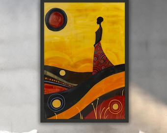 African Woman Decor Canvas Painting, Wall Painting, Abstract Home Decor, Modern, Modern Wall Art, Home Gift, Ready to Hang Canvas Painting