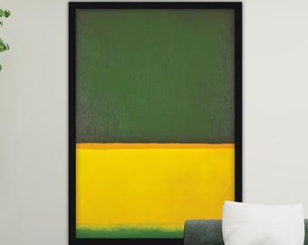 Mark Rothko Dark Green and Yellow Canvas Painting, Mark Rothko Wall Painting, Decor, Artwork, Wall Art, Gift, Ready to Hang Canvas Painting