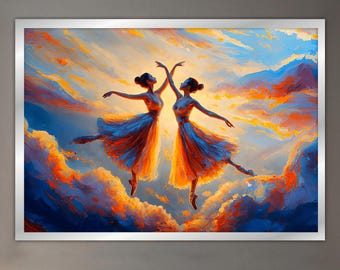 Ballerina's ontwerp canvas schilderij, abstracte muurschildering, artistiek huisdecor, kunstwerk, cadeau voor thuis, kunst aan de muur, klaar om op te hangen canvas schilderij